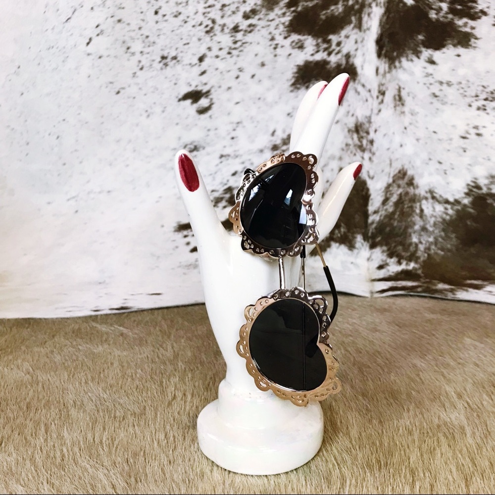 Embellished, Gold Heart-Framed Sunglasses